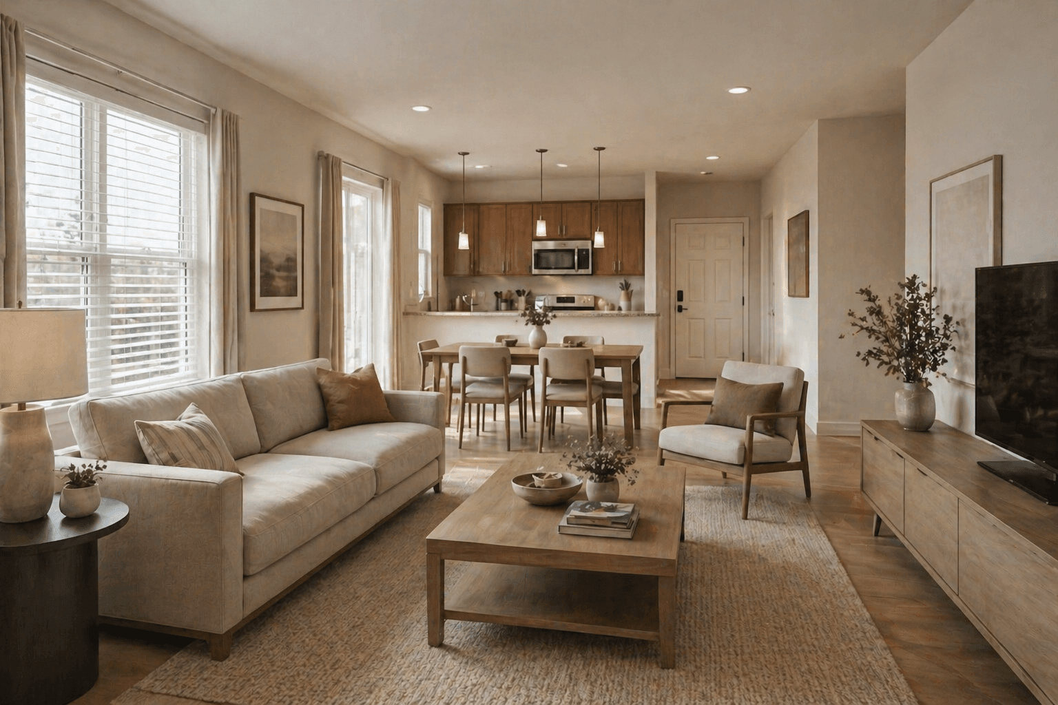 Bright Los Angeles home with refined living room and open dining area